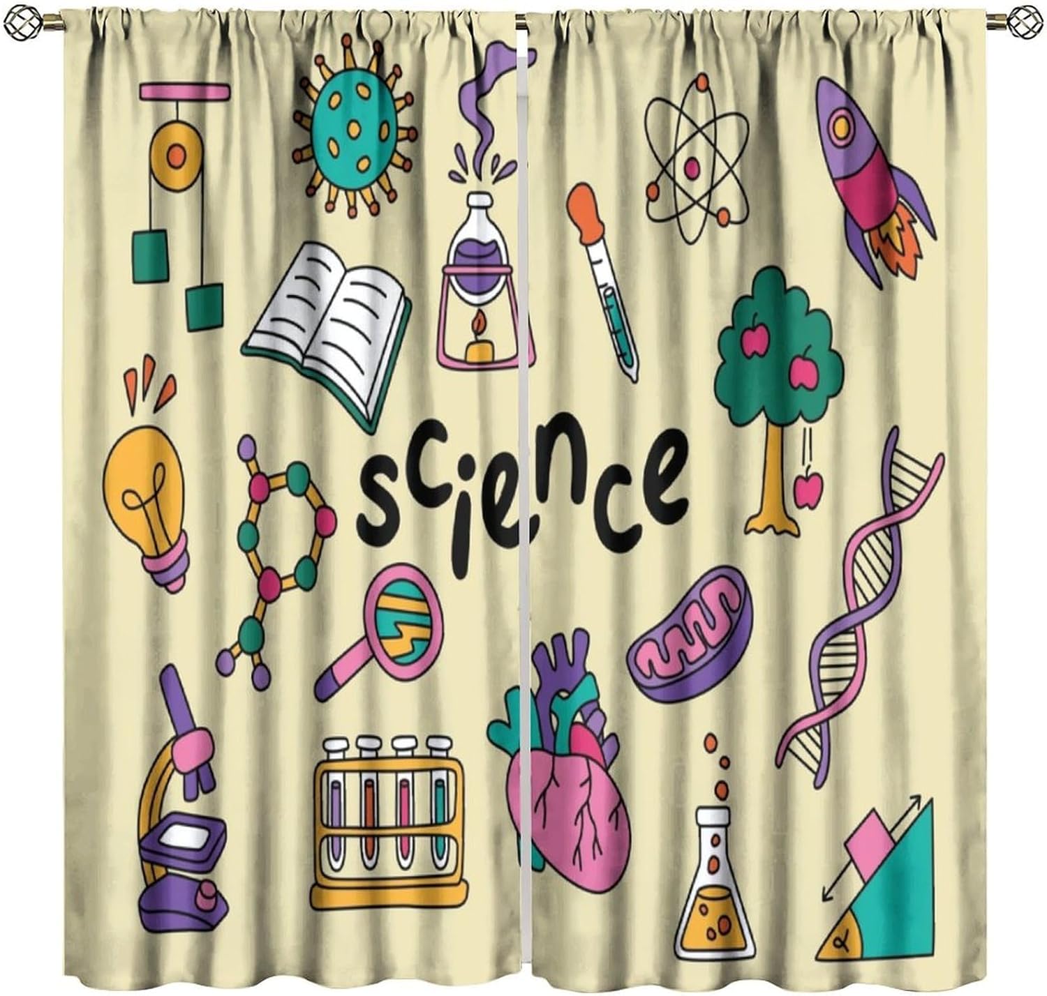 Science Nursery - Шторы на научную тематику, 2 шт.,